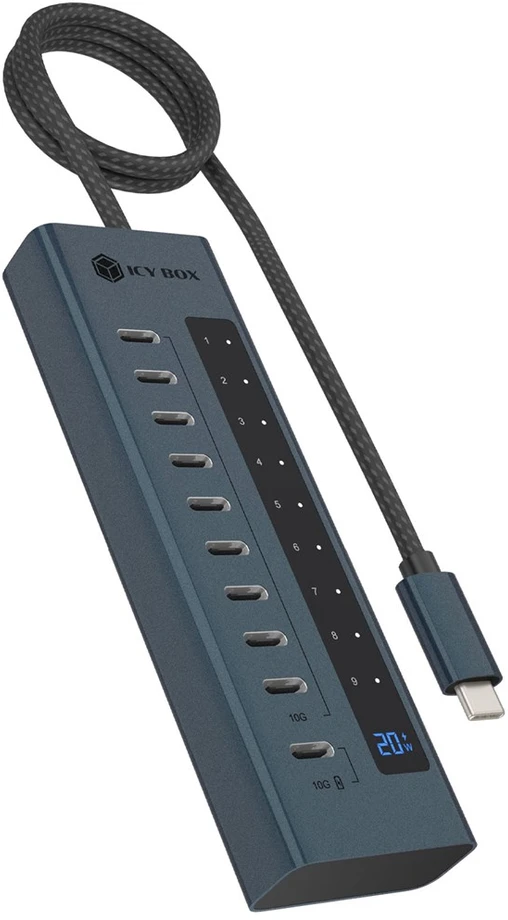 „Raidsonic Icy Box“ 10 prievadų USB C tipo 2 kartos šakotuvas | IB-HUB1450-C31