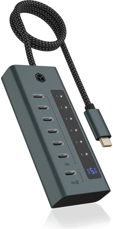 RAD ICY BOX IB-HUB1457-C31 USB 3.2 Gen 1 (3.1 Gen 1) Type-C 10000 Mbit/ai Mėlyna, Pilka