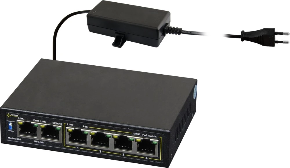 Šakotuvas SWITCH POE S-64 4 PRIEVADŲ PULSAR