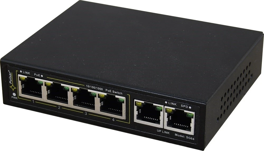 Šakotuvas SWITCH POE SG-64 4 PRIEVADŲ PULSAR