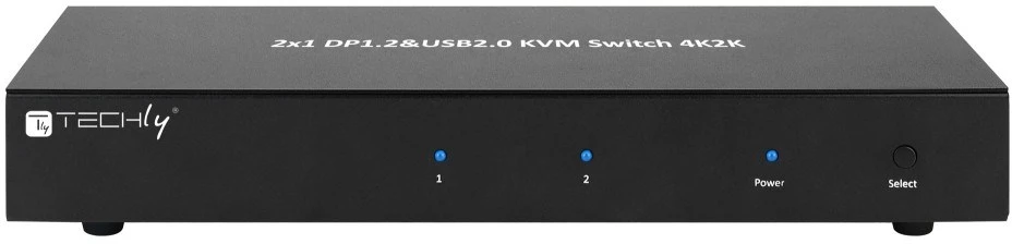 TECHLY 101928 2 prievadų DisplayPort/USB dviejų monitorių KVM jungiklis 2x1 su garsu