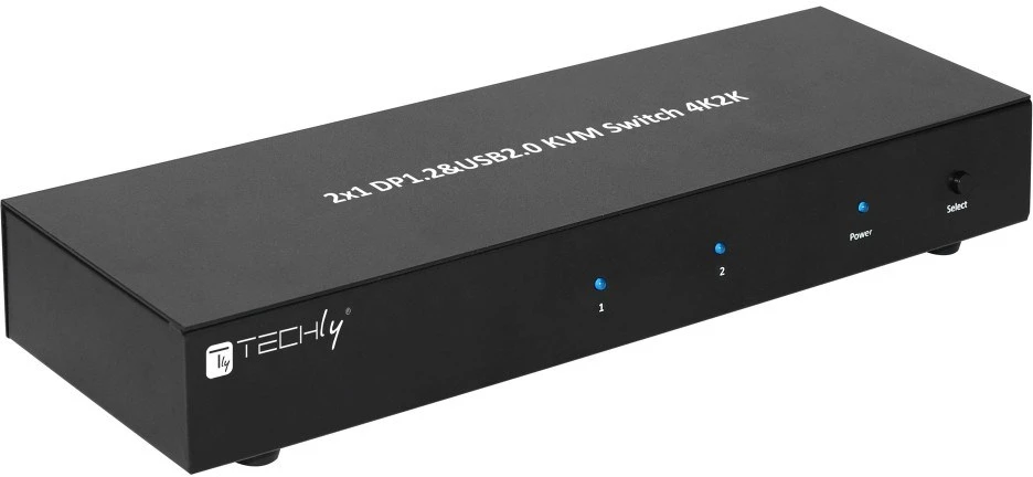 TECHLY 101928 2 prievadų DisplayPort/USB dviejų monitorių KVM jungiklis 2x1 su garsu