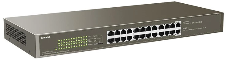 Šakotuvas Tenda TEG1124P-24-250W tinklo komutatorius Ne-valdomas Gigabit Ethernet (10/100/1000) Maitinimas per Eternetą (PoE)