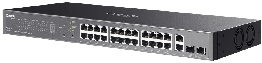 Šakotuvas TP-Link Easy 28 prievadų 1G lengvai valdomas komutatorius – 24X POE + 2X SFP 250W POE maitinimas