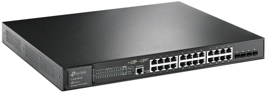 Šakotuvas TP-Link JetStream TL-SG3428XMP tinklo komutatorius Valdomas L2+ Gigabit Ethernet (10/100/1000) Maitinimas per Eternetą (PoE) 1U Juoda