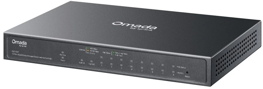 Šakotuvas Tinklo Įranga - TP-Link ES210GP 8-Port Managed Switch PoE 1Gbps