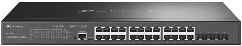 Šakotuvas TP-Link 24 prievadų gigabitinis POE+ L2+ komutatorius – 4x 10GE SFP+
