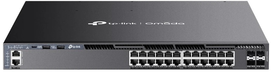 Šakotuvas TP-LINK SG6428XHP Omada 24 prievadų Gigabit sukraunamas L3 valdomas PoE+ jungiklis su 4 10G lizdais | TP-LINK