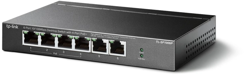 Šakotuvas TP-Link 6-PORT POE+ FE DESKTOP SWITCH - .