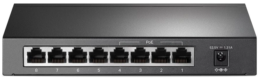 Šakotuvas TP-LINK 8 prievadų PoE jungiklis 4 PoE prievadai