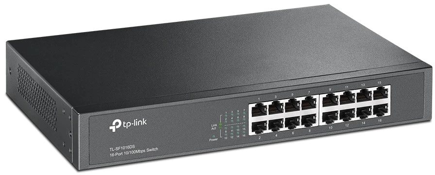 Šakotuvas TP-Link TL-SF1016DS tinklo komutatorius Ne-valdomas Fast Ethernet (10/100) 1U Juoda