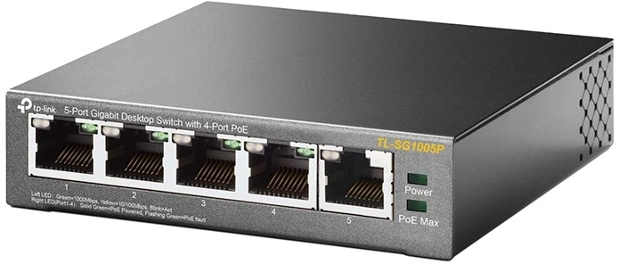 Šakotuvas TP-Link TL-SG1005P Ne-valdomas Gigabit Ethernet (10/100/1000) Maitinimas per Eternetą (PoE) Juoda