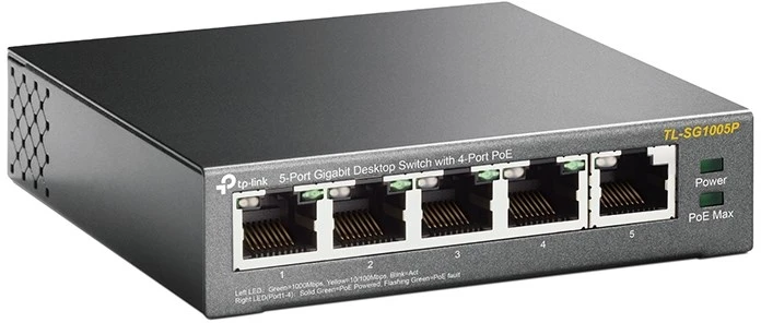 Šakotuvas TP-Link TL-SG1005P Ne-valdomas Gigabit Ethernet (10/100/1000) Maitinimas per Eternetą (PoE) Juoda