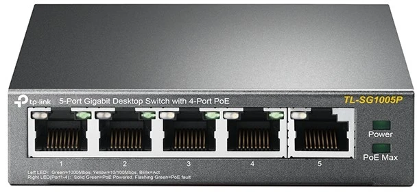 Šakotuvas TP-Link TL-SG1005P Ne-valdomas Gigabit Ethernet (10/100/1000) Maitinimas per Eternetą (PoE) Juoda