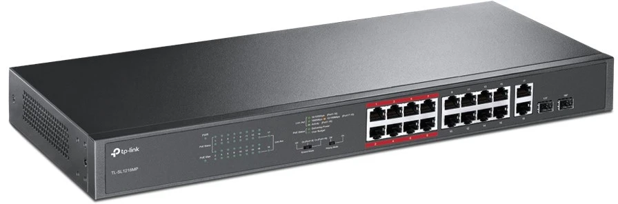 Šakotuvas TP-Link TL-SL1218MP tinklo komutatorius Ne-valdomas Fast Ethernet (10/100) Maitinimas per Eternetą (PoE) Juoda