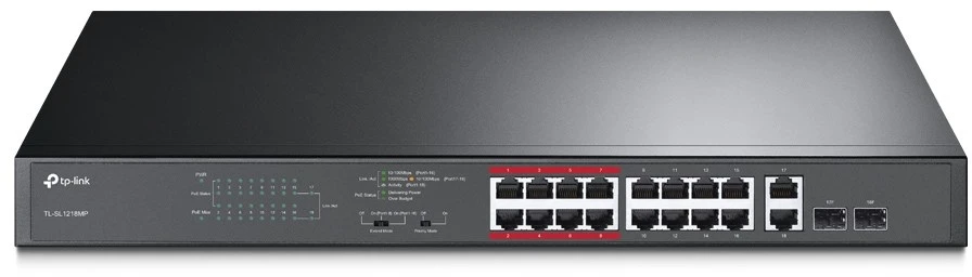 Šakotuvas TP-Link TL-SL1218MP tinklo komutatorius Ne-valdomas Fast Ethernet (10/100) Maitinimas per Eternetą (PoE) Juoda
