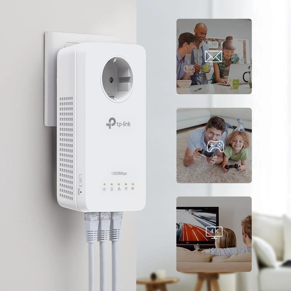Šakotuvas TP-Link TL-WPA8631P KIT „PowerLine“ tinklo adapteris 300 Mbit/ai Ethernet LAN jungtis „Wi-Fi“ Balta 2 vnt