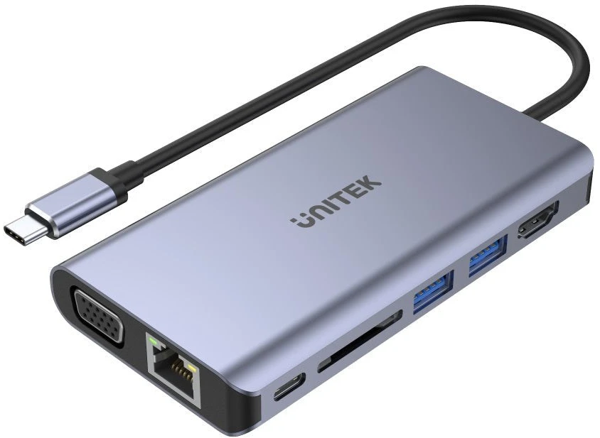 UNITEK D1019B HUB 8IN1 USB-C 3.1 maitinimo tiekimas 100 W