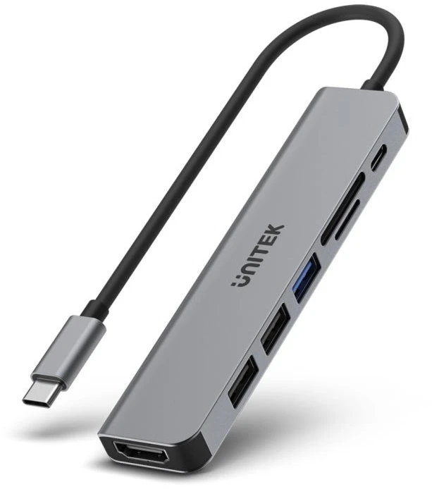 UNITEK H1118A HUB USB-C 7in1 PD 100W HDMI 4K ALU