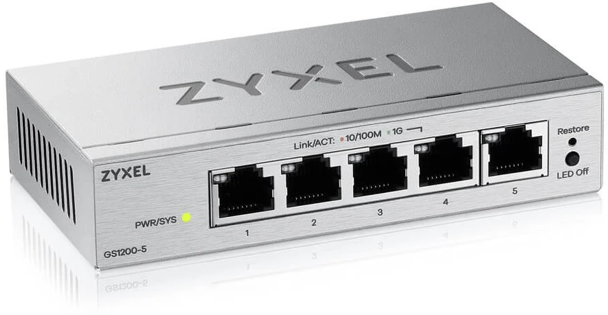 Šakotuvas Zyxel GS1200-5V3 Valdomas L2 Gigabit Ethernet (10/100/1000) Desktopas Pilka