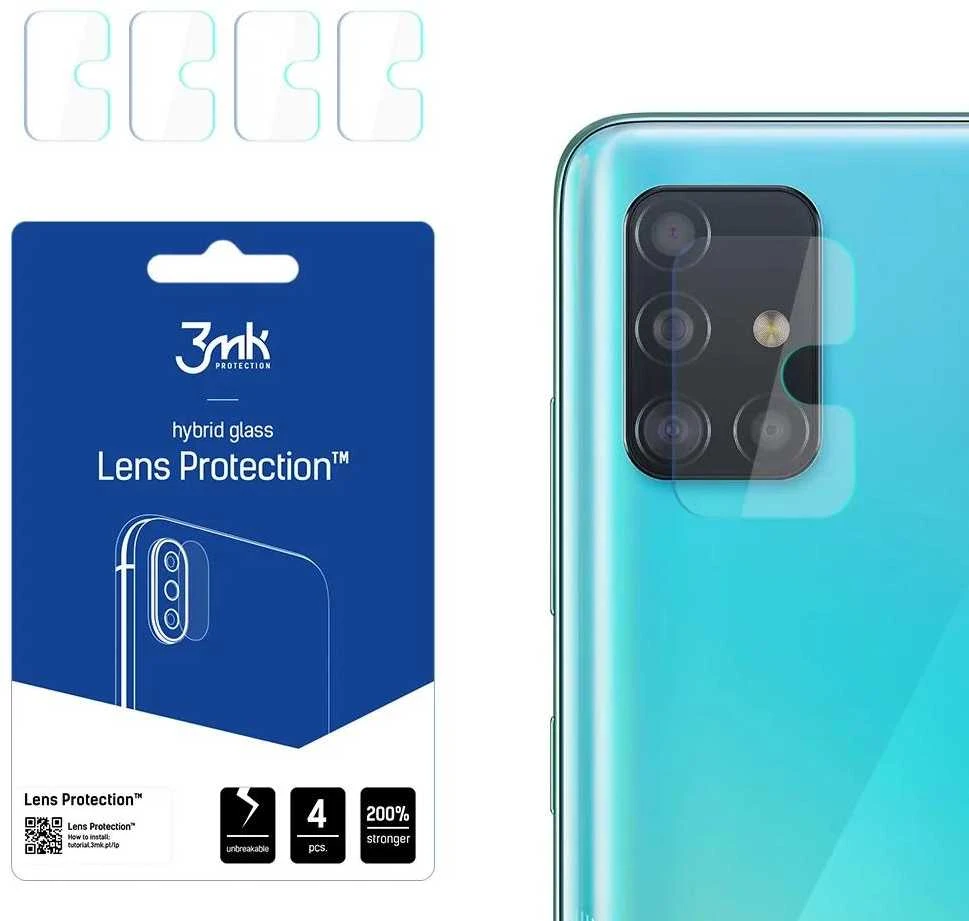 HYBRID GLASS 3MK FLEXIBLE GLASS LENS SAMSUNG GALAXY A51 FOR CAMERA 4 PCS.