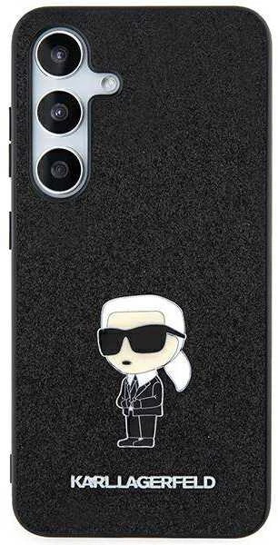 Karl Lagerfeld KLHCSA35GKNPSK A35 A356 juodos spalvos kietas dėklas Fixed Glitter Ikonik Logo Metal Pin