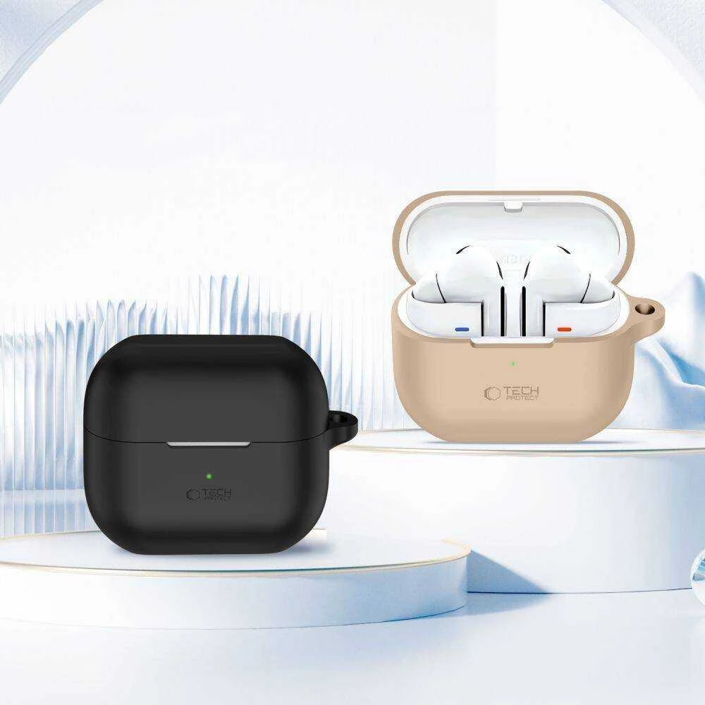 Samsung Galaxy Buds 3 / 3 Pro Tech-Protect silikoninis Hook dėklas ausinėms juodos spalvos
