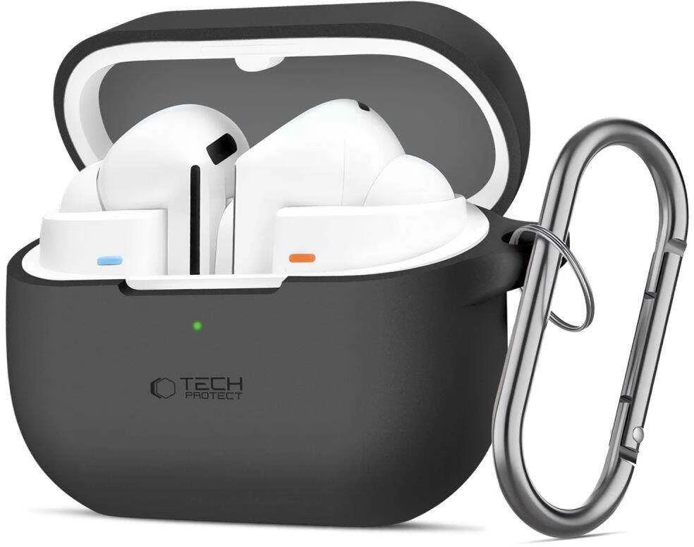 Samsung Galaxy Buds 3 / 3 Pro Tech-Protect silikoninis Hook dėklas ausinėms juodos spalvos