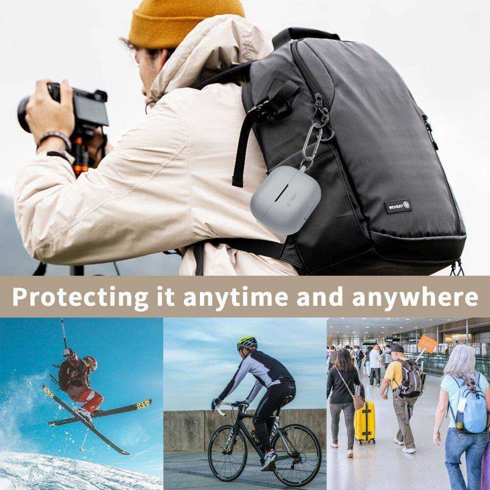 Samsung Galaxy Buds 3 / 3 Pro Tech-Protect silikoninis Hook dėklas ausinėms juodos spalvos