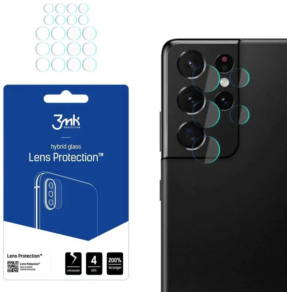 LCD apsauginė plėvelė kamerai 3MK Hybrid Glass Lens Samsung G998 S21 Ultra