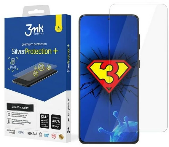 3MK SilverProtection + apsauginė plėvelė Samsung, Galaxy S21 Ultra, folija, skaidri, ekrano apsauga