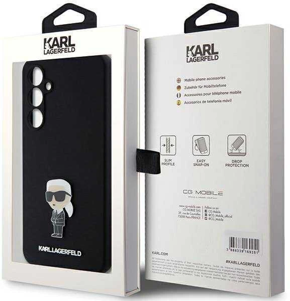 Dėklas Karl Lagerfeld KLHCS23FEMHKNPK S23 FE S711 Juodas/Juodas SILICONE IKONIK METAL PIN