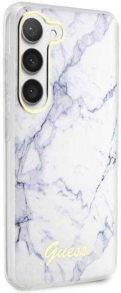 Guess telefono dėklas, skirtas Samsung Galaxy S23 Plus GUHCS23MPCUMAH baltos spalvos HC PU/TPU Marble
