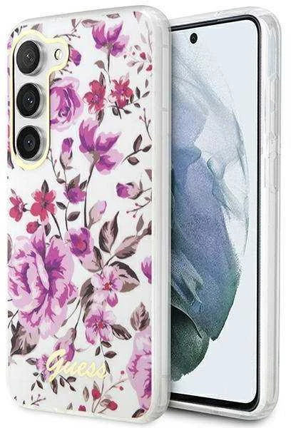 Guess GUHCS23SHCFWST S23 S911 baltos spalvos kietas dėklas Flower Collection