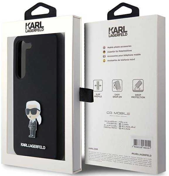 Dėklas Karl Lagerfeld KLHCS23SSMHKNPK S23 S911 juodos spalvos Silicone Ikonik Metal Pin