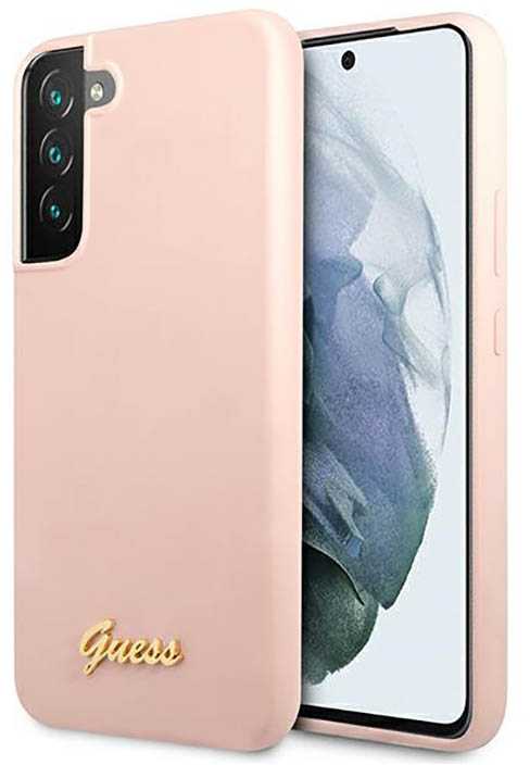 Guess Silicone Script Metal Logo - dėklas skirtas Samsung Galaxy S23+ Rožinė