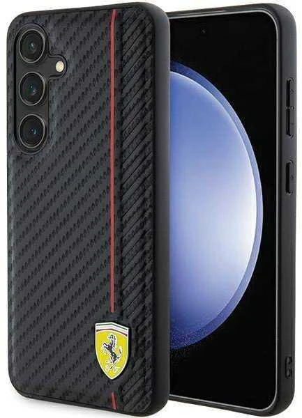 Ferrari FEHCS24MN3DUR S24+ S926 juodos spalvos kietas dėklas Carbon Printed Line