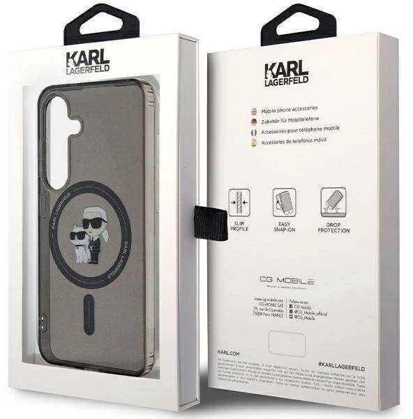 Karl Lagerfeld KLHMS24SHGKCNOK S24 S921 juodos spalvos kietas dėklas IML Karl&Choupette MagSafe