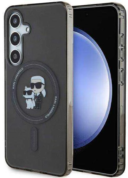 Karl Lagerfeld KLHMS24SHGKCNOK S24 S921 juodos spalvos kietas dėklas IML Karl&Choupette MagSafe