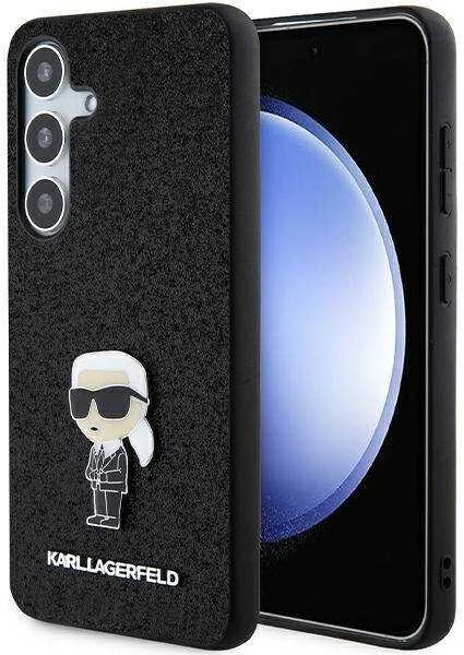 Dėklas Karl Lagerfeld Fixed Glitter Ikonik Logo Metal Pin - Samsung Galaxy S24+ Case juodas