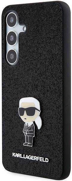 Dėklas Karl Lagerfeld Fixed Glitter Ikonik Logo Metal Pin - Samsung Galaxy S24+ Case juodas