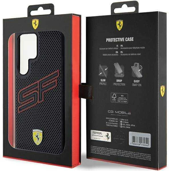 Ferrari FEHCS24LPINK S24 Ultra S928 juodos spalvos kietas dėklas Big SF Perforated