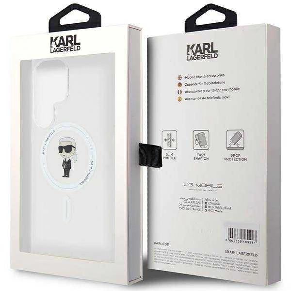 Karl Lagerfeld KLHMS24LHFCKNOT S24 Ultra S928 skaidrus kietas dėklas IML Ikonik MagSafe