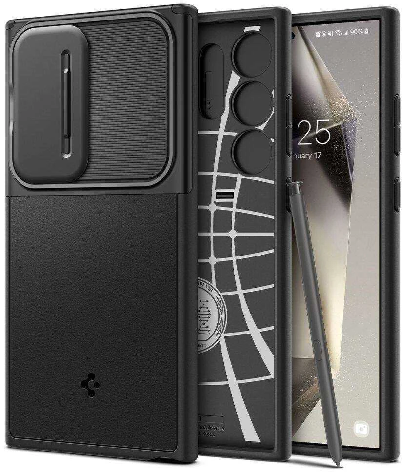 Samsung Galaxy S24 Ultra Spigen Optik Armor dėklas telefonui juodos spalvos