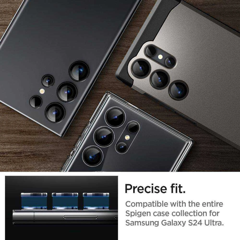 Samsung Galaxy S24 Ultra Spigen Optik. TR ”EZ FIT” kameros apsauga 2-pack juodos spalvos