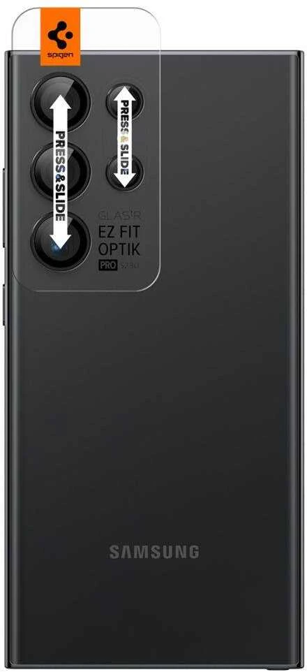 Samsung Galaxy S24 Ultra Spigen Optik. TR ”EZ FIT” kameros apsauga 2-pack juodos spalvos