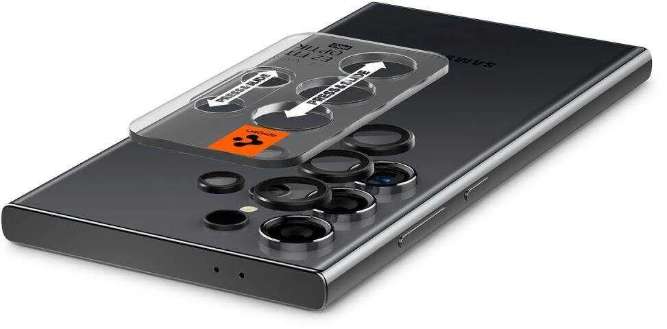 Samsung Galaxy S24 Ultra Spigen Optik. TR ”EZ FIT” kameros apsauga 2-pack juodos spalvos