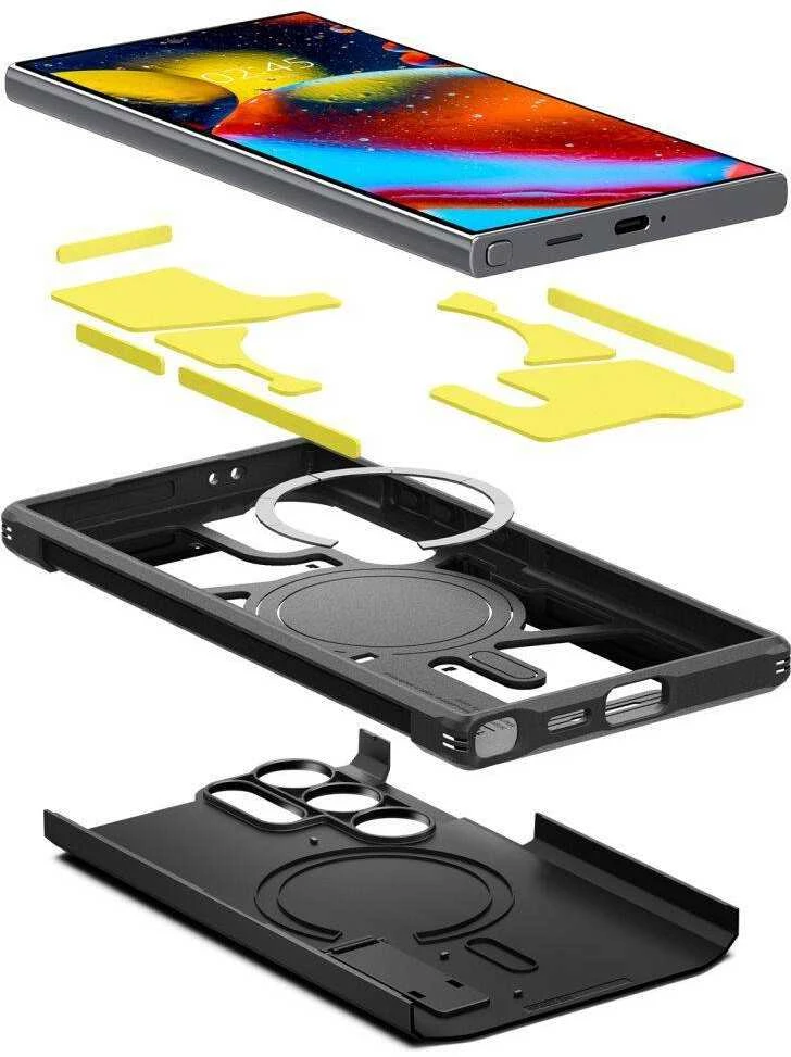 Dėklas Spigen Tough Armor MagSafe, juodos spalvos – Samsung Galaxy S24 Ultra