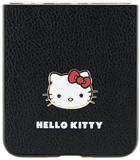 Hello Kitty HKHCZF5PGHDLMK Z Flip5 F731 juodos spalvos kietas dėklas Metal Logo Kitty Head
