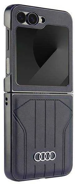 Audi Synthetic Leather MagSafe Z Flip 6 F741 juodos spalvos kietas dėklas AU-TPUPCFlip6-Q5/D1-BK